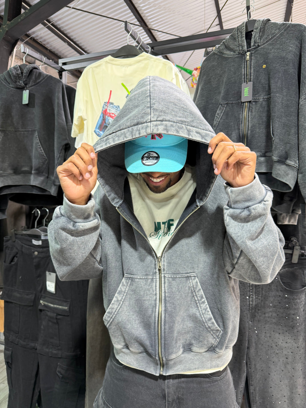 Hoodie Boxy  ZIP MARENGO