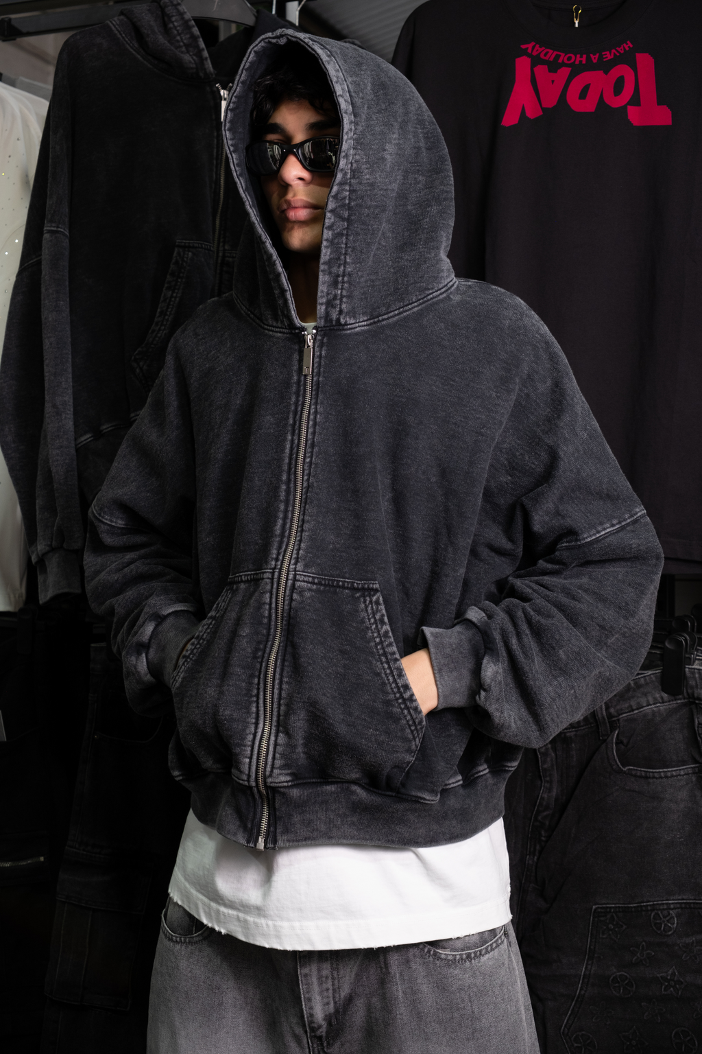 Hoodie Boxy Acid  Zip