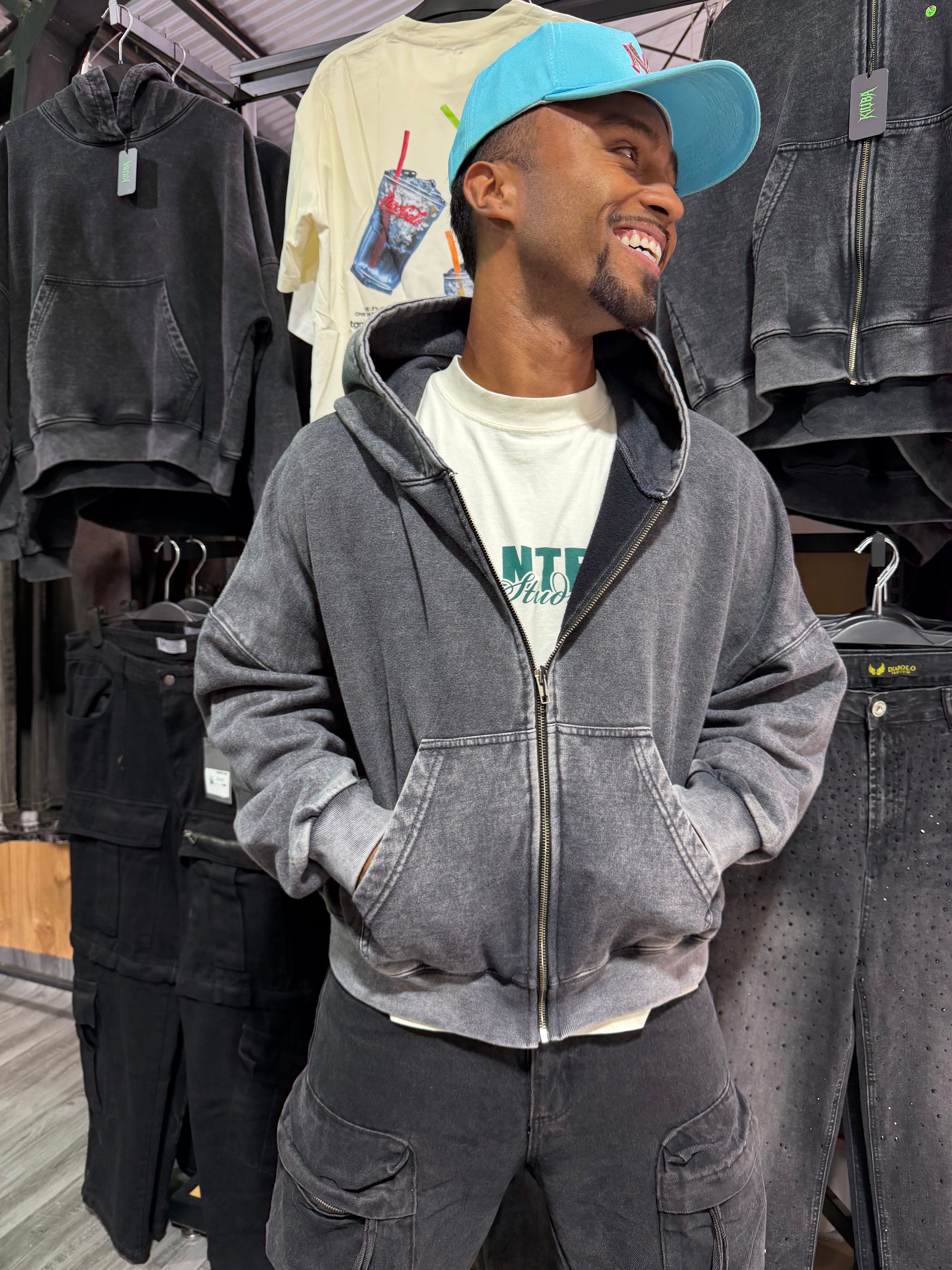 Hoodie Boxy  ZIP MARENGO