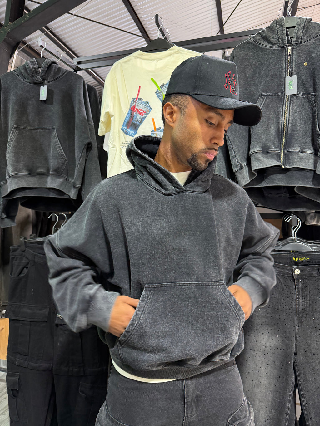 Hoodie Canguro Acid Wash