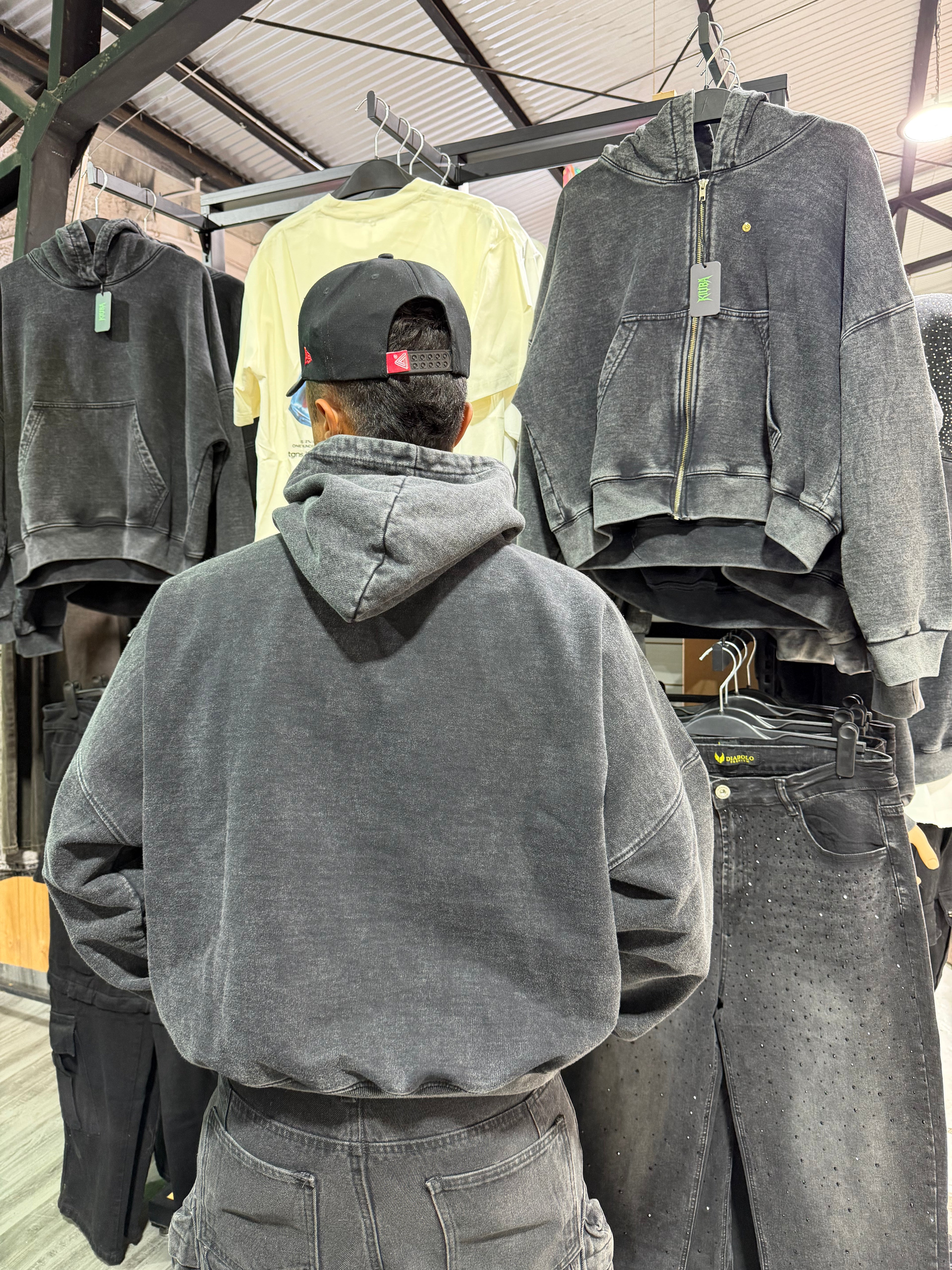 Hoodie Canguro Acid Wash