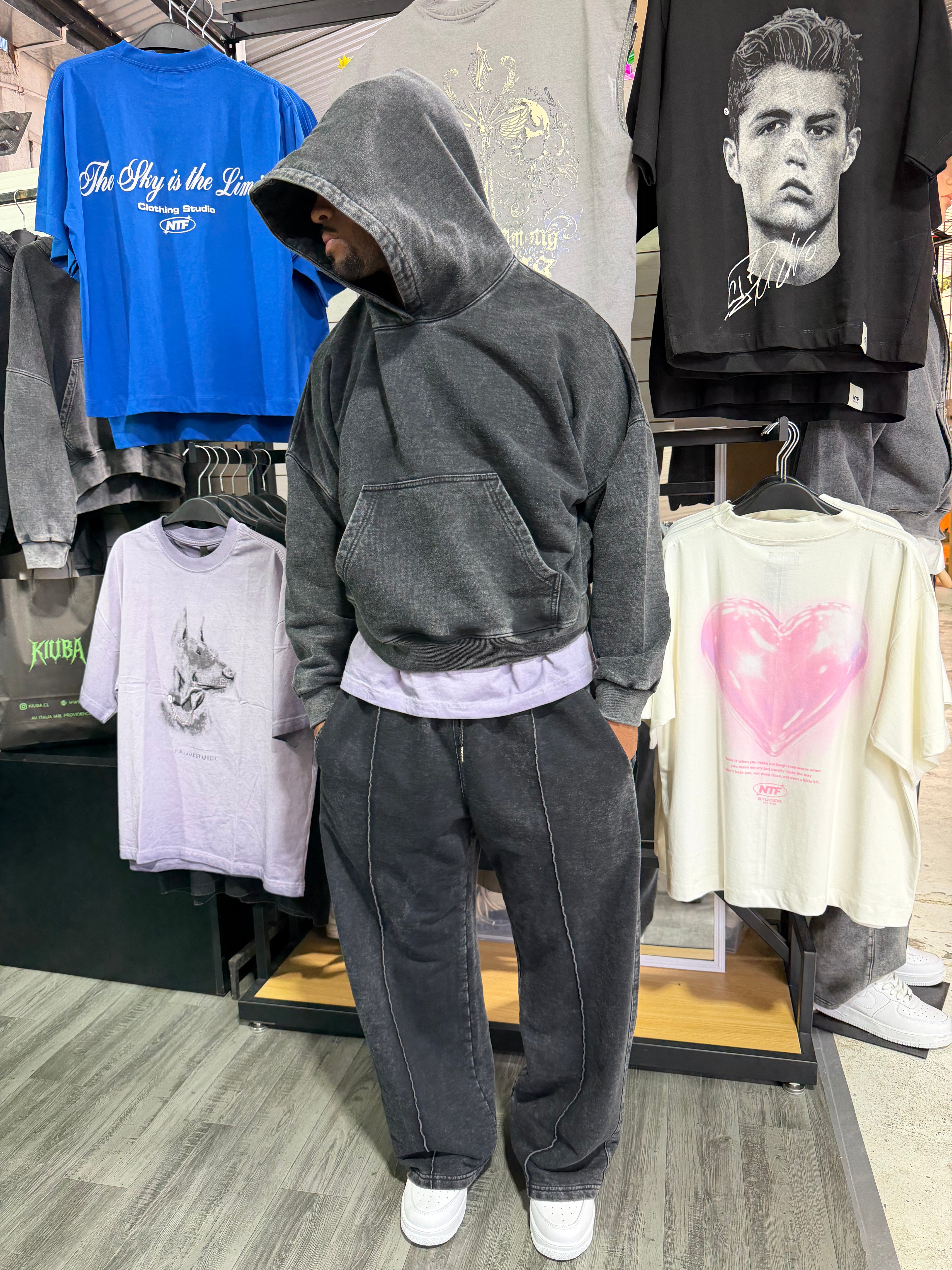 Buzo Baggy Acid Wash Negro