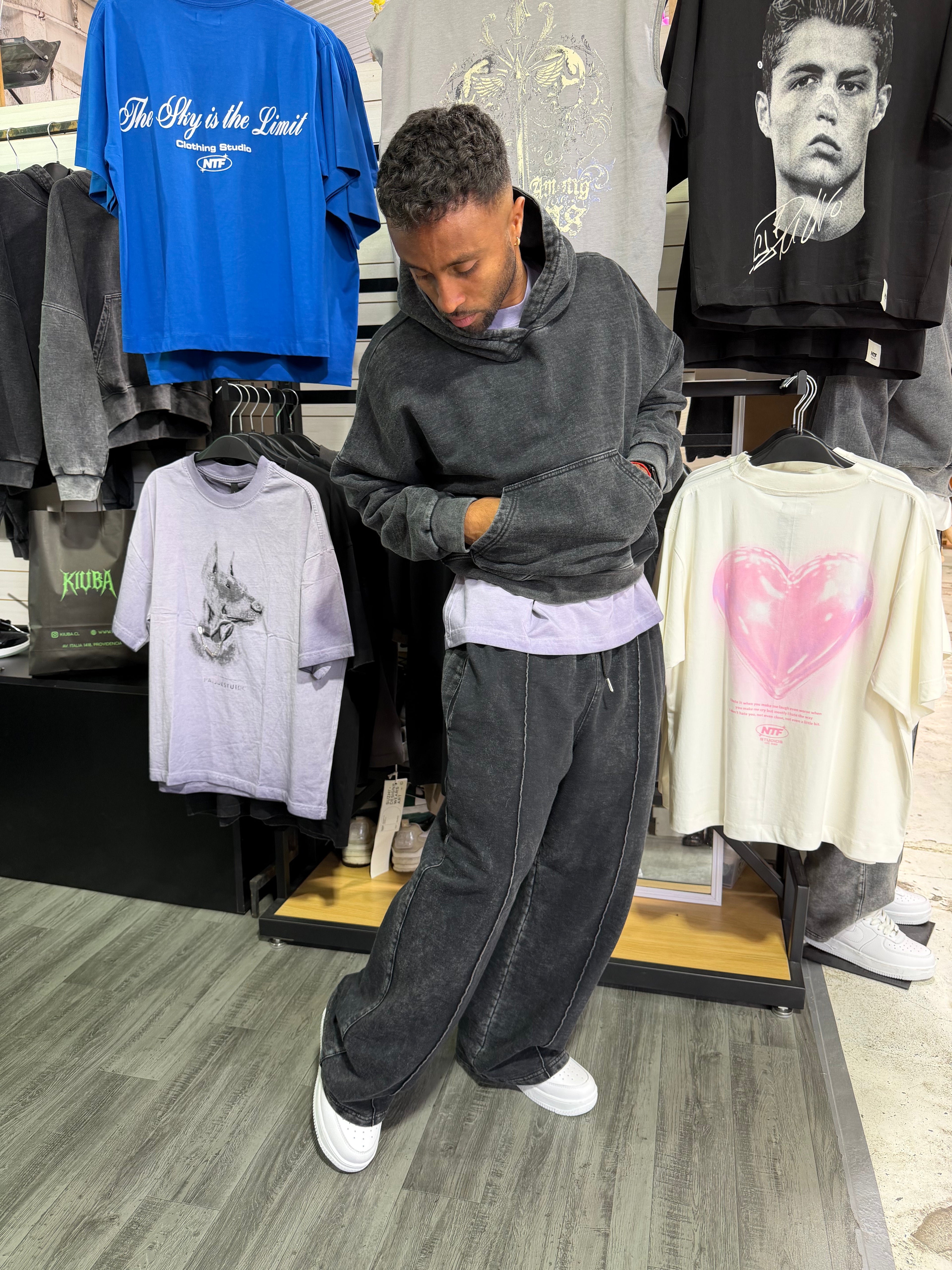 Buzo Baggy Acid Wash Negro