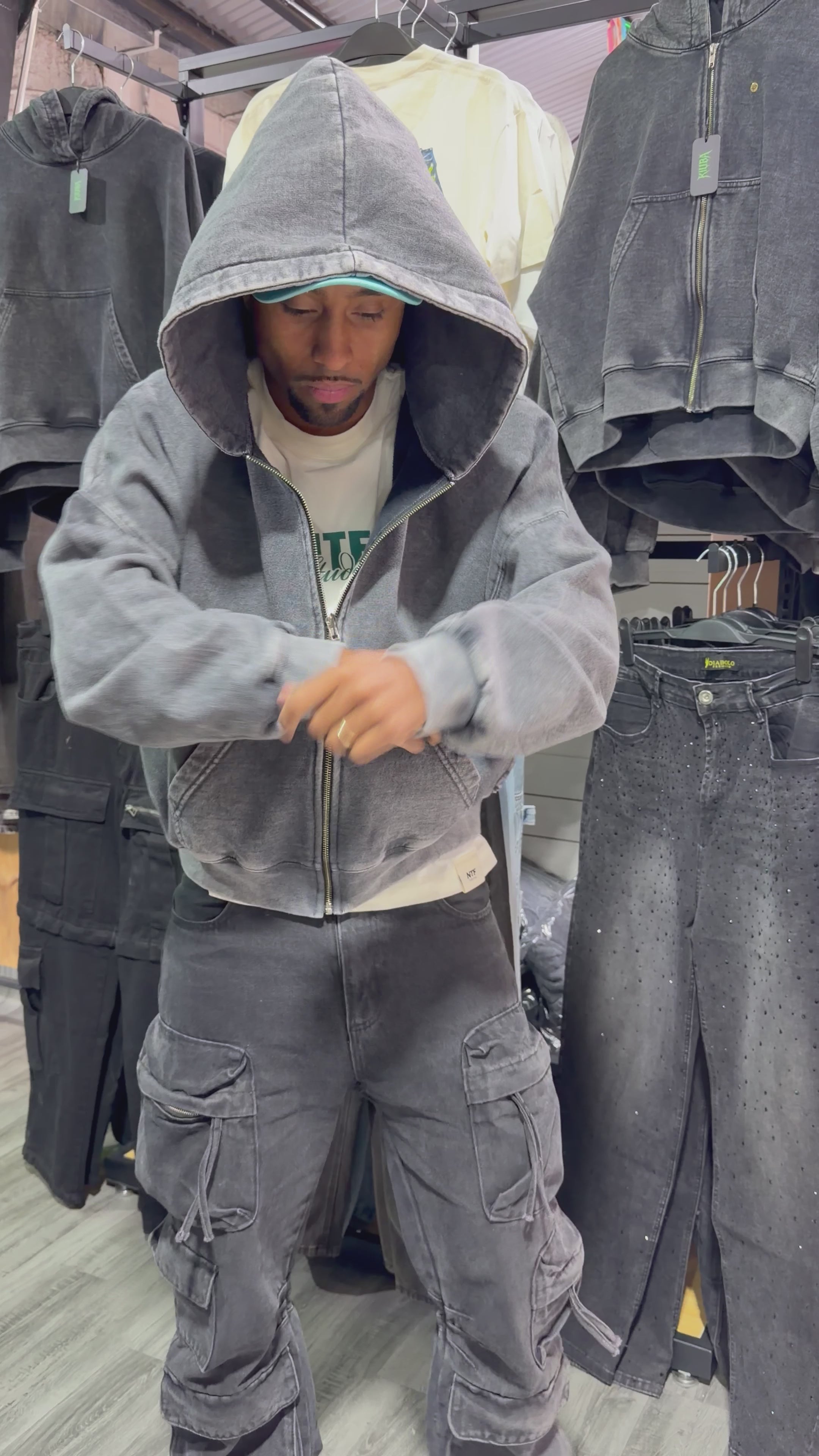 Hoodie Boxy  ZIP MARENGO